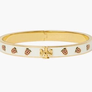 Tory Burch Kira Ground Off Raspberry Hinged Bangle Bracelet NEW